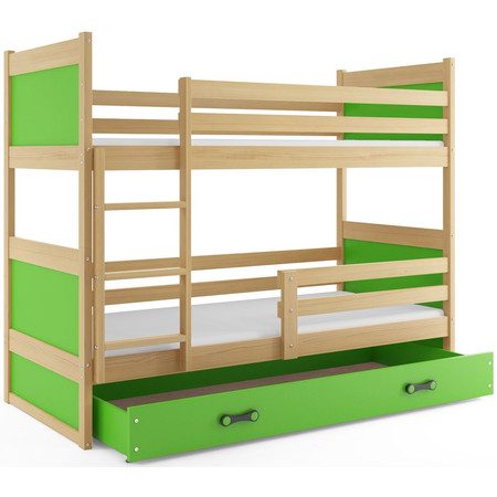 Gyerek emeletes ágy RICO 200x90 cm Zöld Fenyő BMS
