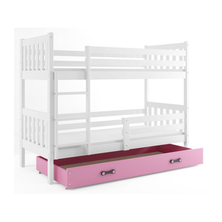 Gyermek emeletes ágy CARINO tárolóhellyel 80x160 cm - fehér Rózsaszín BMS
