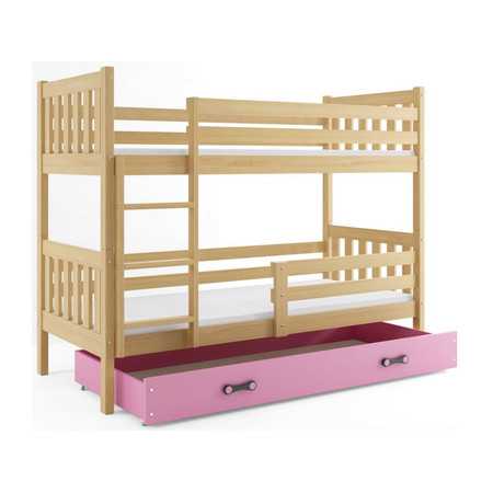 Gyermek emeletes ágy CARINO tárolóhellyel 80x190 cm - fenyő Rózsaszín BMS