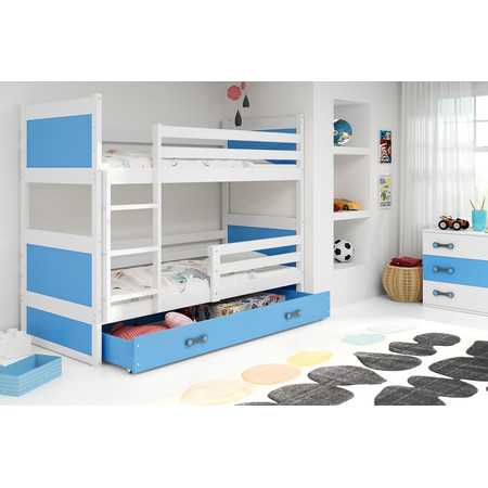Gyerek emeletes ágy RICO 190x80 cm Kék Fehér BMS