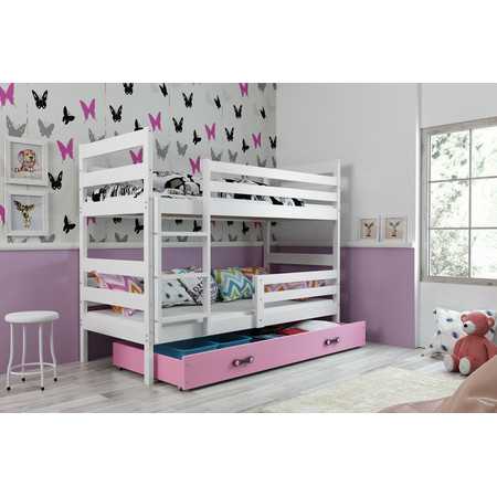Gyerek emeletes ágy ERYK 160x80 cm Rózsaszín Fehér BMS