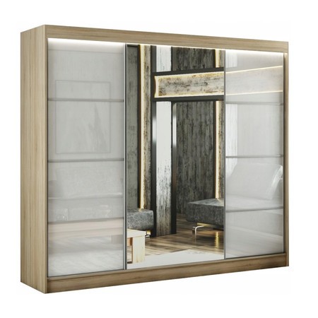 Velis Gardróbszekrény (250 cm) Fehér/matt Fekete Furniture