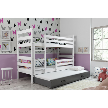 Gyerek emeletes ágy kihúzható ággyal ERYK 190x80 cm Rózsaszín Fenyő BMS