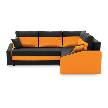 Rohová rozkládací sedací souprava GRANDE PLUS - color mikro Pravá Černá + Oranžová SG-nábytek