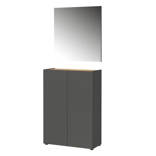 Antracitszürke előszoba bútor tölgyfa dekorral 74x200x33 cm Alviano – Germania