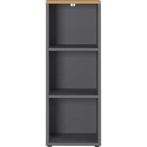 Antracitszürke-natúr színű könyvespolc tölgyfa dekorral 45x120 cm Agenda – Germania