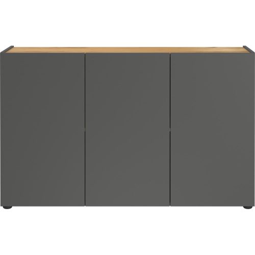 Antracitszürke szekrény tölgyfa dekorral 120x76x34 cm Adrano – Germania