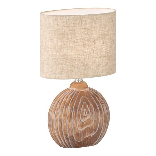Barna-bézs kerámia asztali lámpa textil búrával (magasság 39 cm) Tobse – Fischer & Honsel