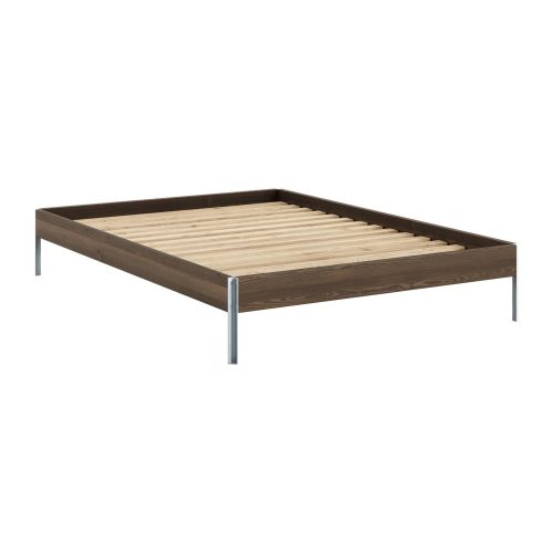 Barna borovi fenyő franciaágy ágyráccsal 140x200 cm Core – Karup Design