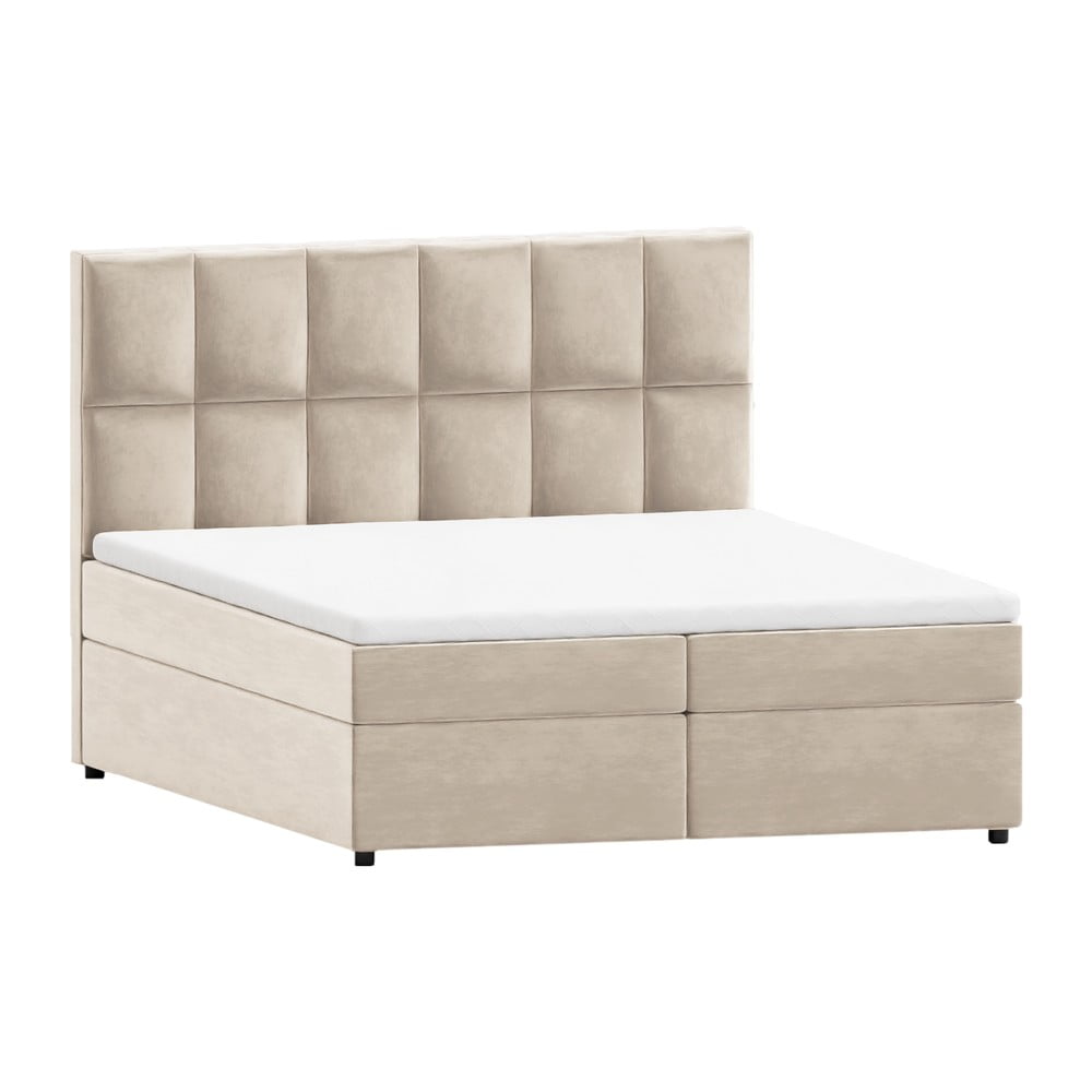 Bézs ágyneműtartós boxspring ágy 180x200 cm Flip – Ropez