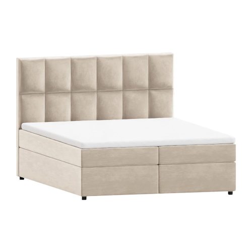 Bézs ágyneműtartós boxspring ágy 200x200 cm Flip – Ropez