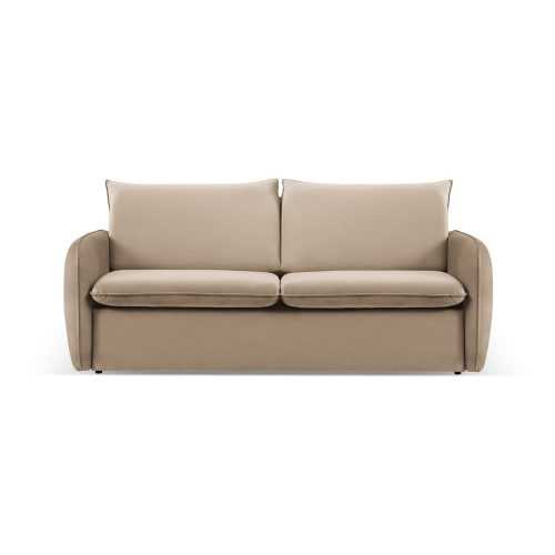 Bézs bársony kinyitható kanapé 194 cm Vienna – Cosmopolitan Design