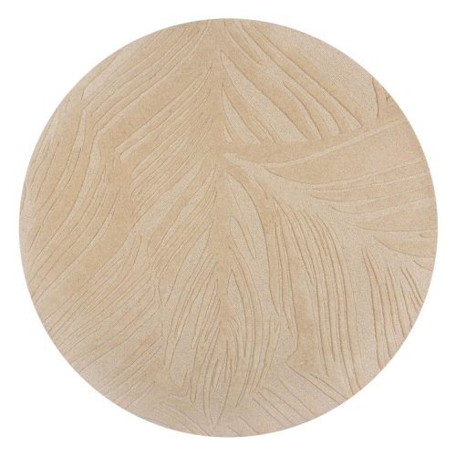 Bézs gyapjú kerek szőnyeg ø 160 cm Leaf - Flair Rugs