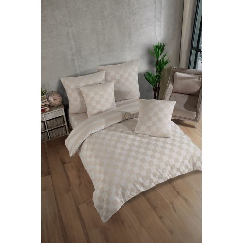 Bézs kétszemélyes damaszt ágyneműhuzat 200x200 cm Kareli – Mijolnir