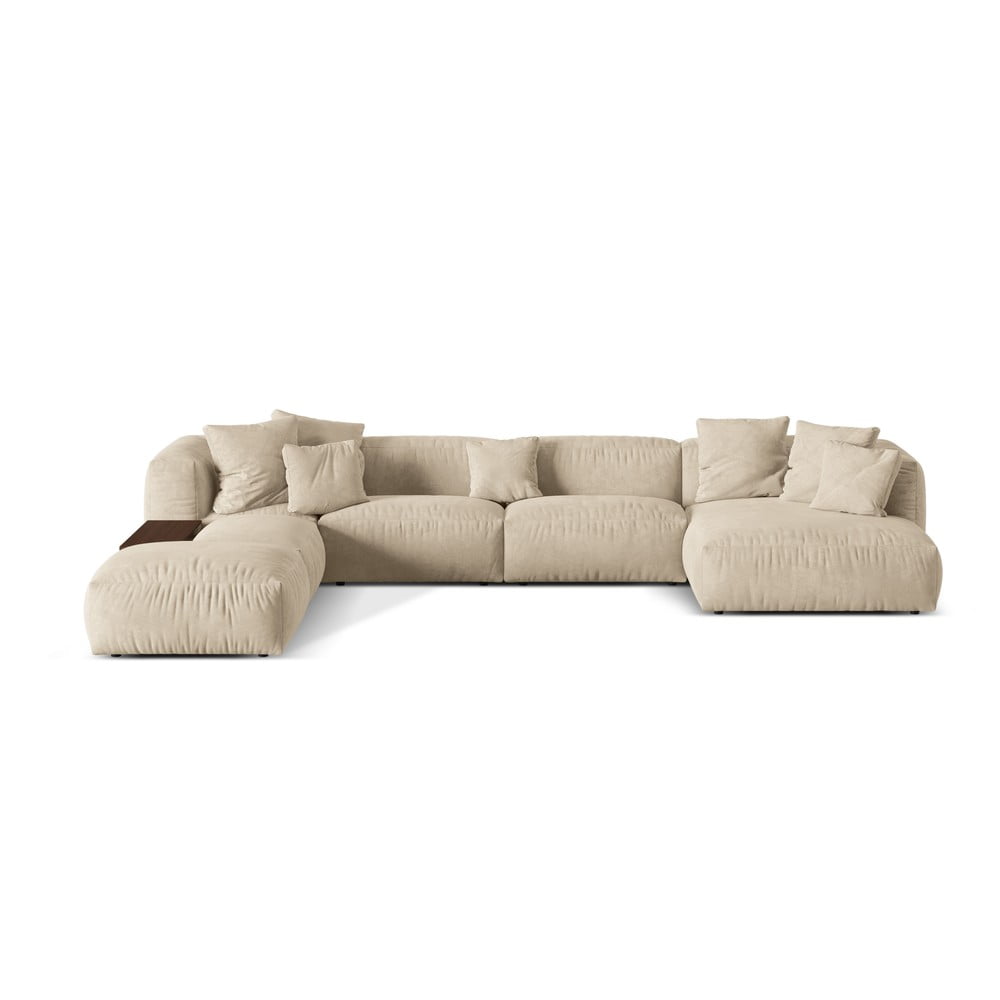 Bézses krémszínű buklé moduláris sarokkanapé (bal oldali-U alakú) Martina – Micadoni Home