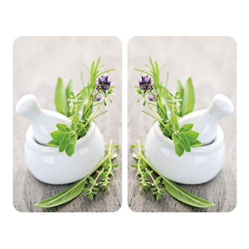 Edzett üveg tűzhely fedőlap szett 2 db-os 30x52 cm Herb – Wenko