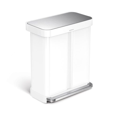 Fehér acél pedálos szemetes 58 l – simplehuman