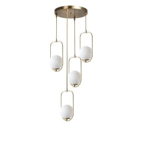 Fehér-aranyszínű függőlámpa üveg búrával ø 30 cm Ahu – Opviq lights