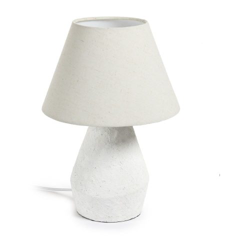 Fehér asztali lámpa textil búrával (magasság 43 cm) Noara – Kave Home