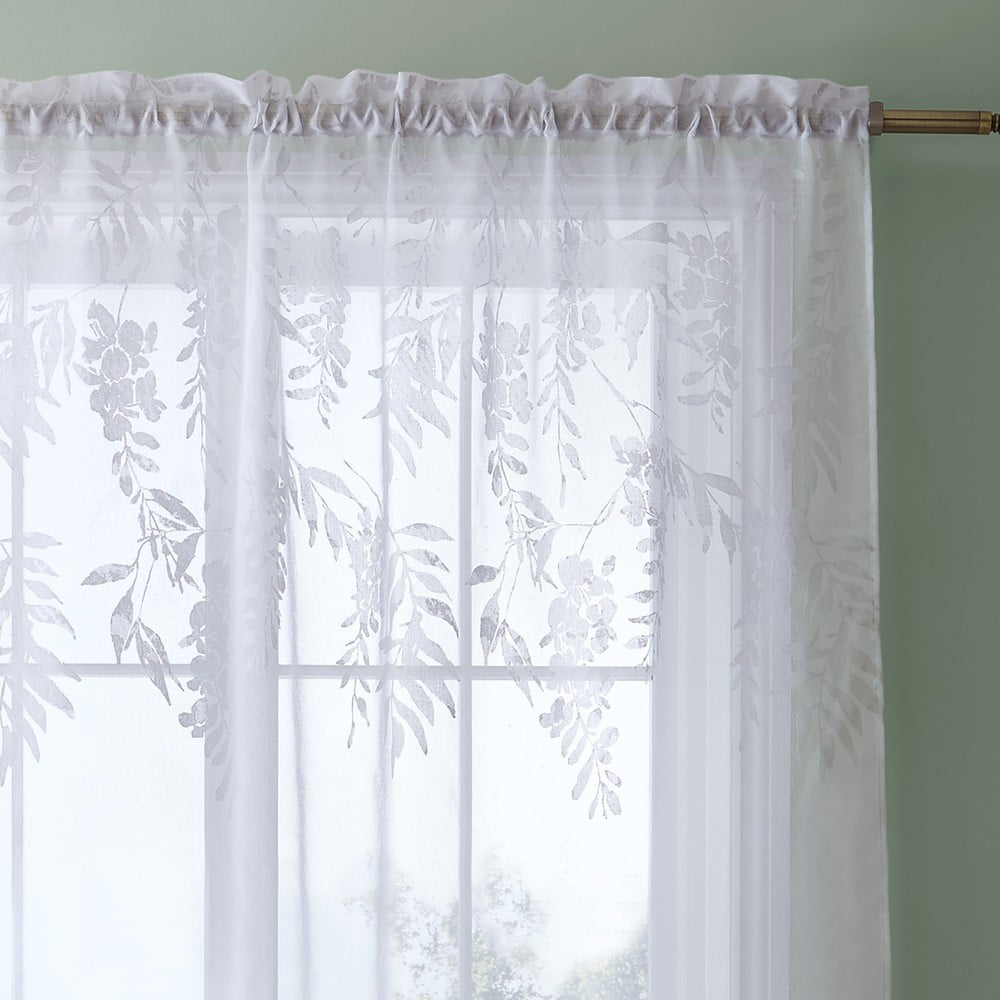 Fehér átlátszó függöny 183x140 cm Wisteria Floral – Catherine Lansfield