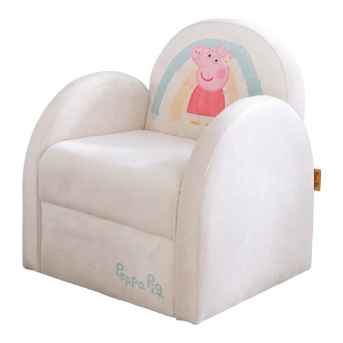 Fehér bársony gyerek fotel Peppa Pig – Roba