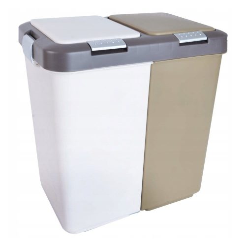 Fehér-bézs műanyag szelektív szemetes 2x20 l Duo Dust – Orion
