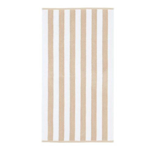 Fehér-bézs pamut fürdőlepedő 70x120 cm Stripe Jacquard – Bianca