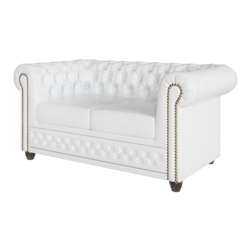 Fehér bőrutánzat kanapé 148 cm York – Ropez
