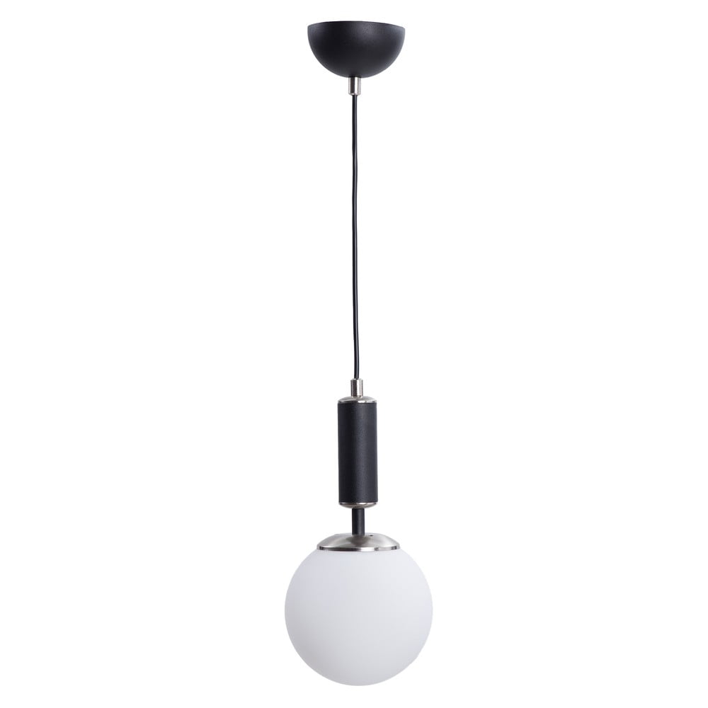 Fehér-fekete függőlámpa üveg búrával ø 15 cm Hector – Squid Lighting