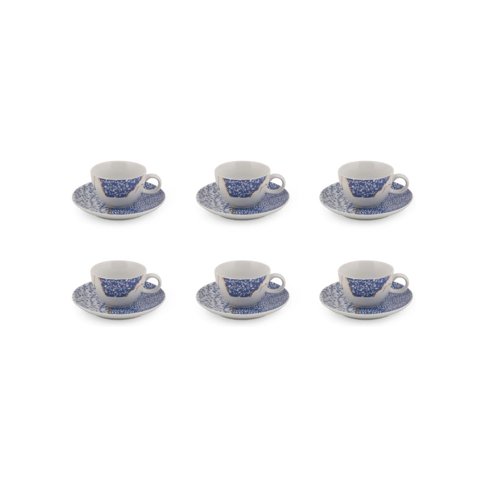 Fehér-kék porcelán csésze szett 6 db-os 0.9 l – Hermia