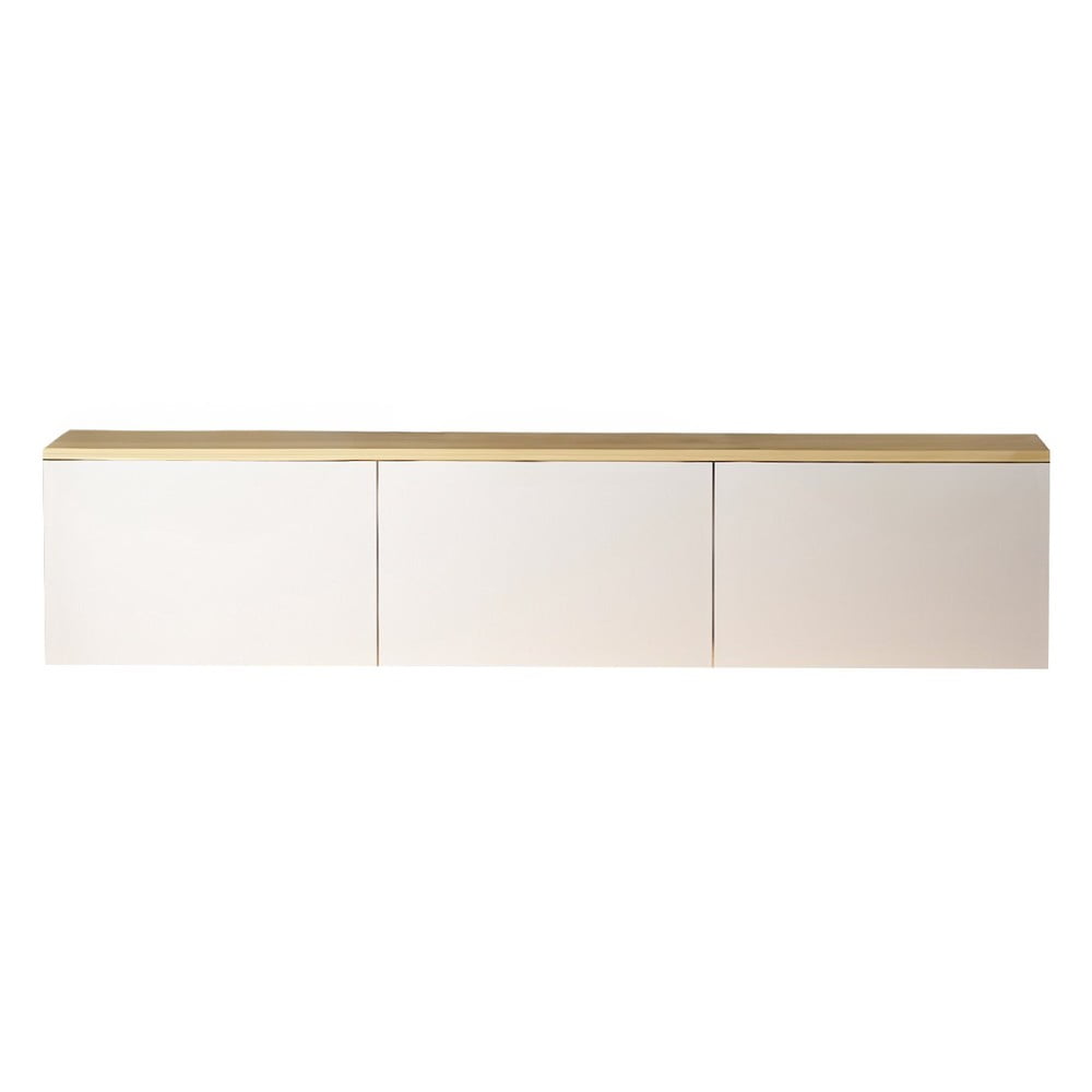 Fehér-natúr színű TV-állvány tölgyfa dekorral 160x35x32 cm Neon – Kalune Design