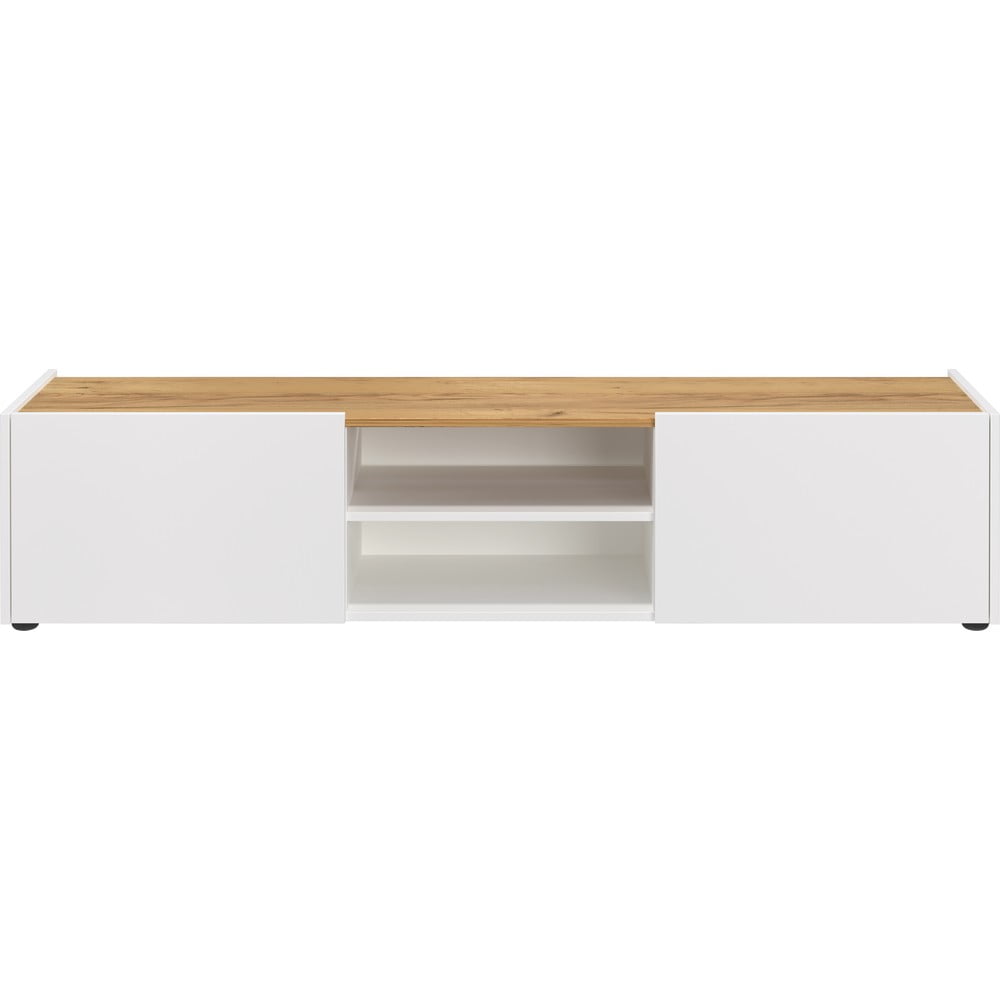 Fehér-natúr színű TV-állvány tölgyfa dekorral 164x35 cm Schlangen – Germania