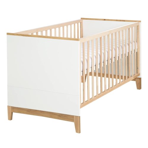 Fehér-natúr színű bükkfa babaágy 70x140 cm Finn – Roba