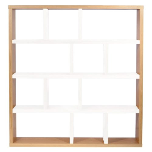 Fehér-natúr színű könyvespolc tölgyfa dekorral 150x159 cm Berlin – TemaHome