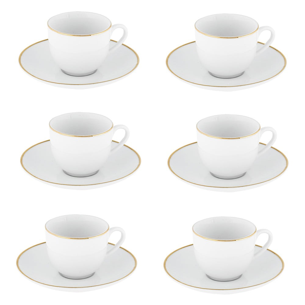 Fehér porcelán csésze szett 6 db-os 100 ml Gold Chic – Villa Altachiara