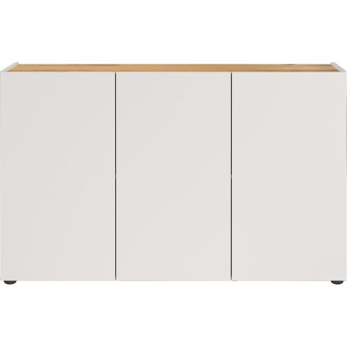 Fehér szekrény tölgyfa dekorral 120x76x34 cm Adrano – Germania