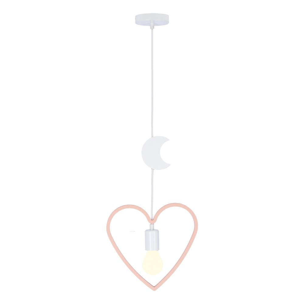 Fehér-világos rózsaszín függőlámpa textil búrával Single – Candellux Lighting