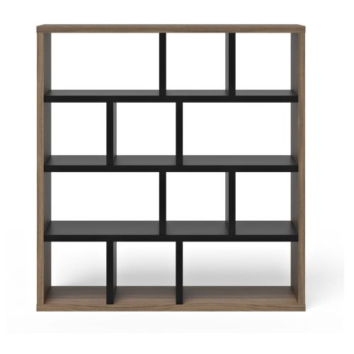 Fekete-barna könyvespolc diófa dekorral 150x159 cm Berlin – TemaHome