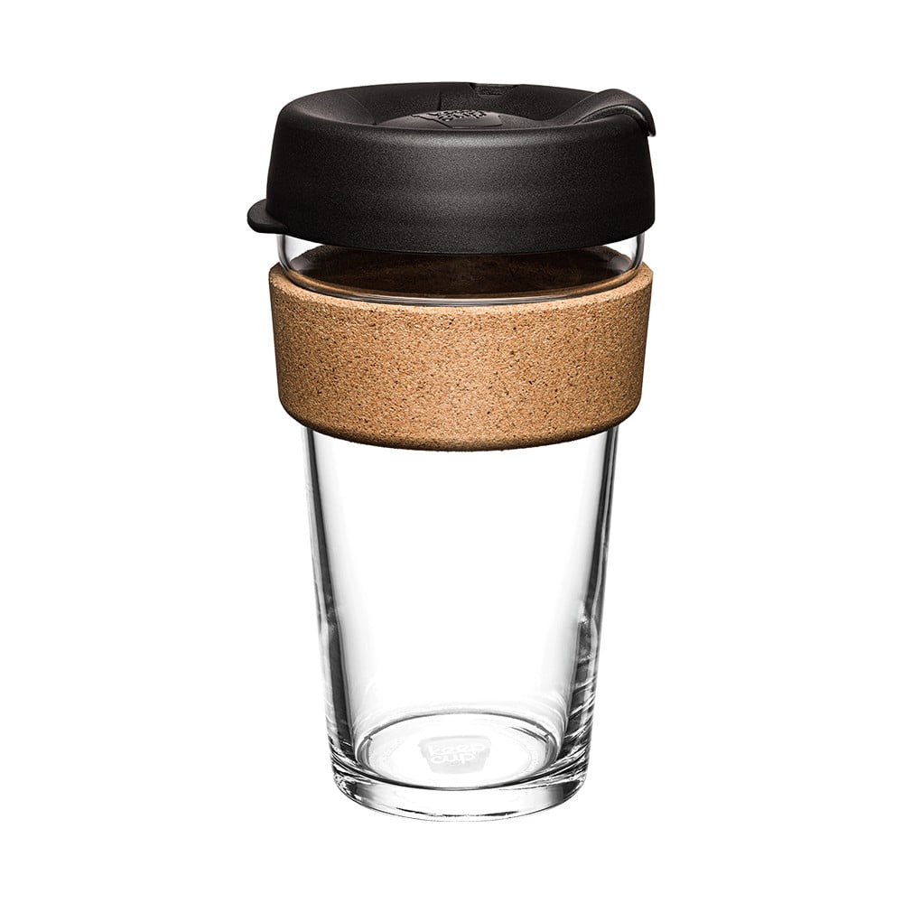 Fekete-barna utazóbögre 454 ml Brew Cork Black L – KeepCup