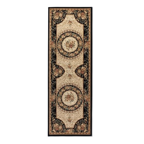 Fekete-bézs futószőnyeg 80x240 cm Herat – Nouristan