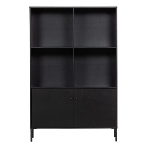 Fekete borovi fenyő könyvespolc 107x160 cm Xam – WOOOD