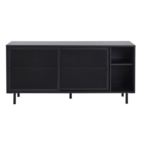 Fekete fém komód tolóajtóval 160x75x46 cm Veep – Unique Furniture