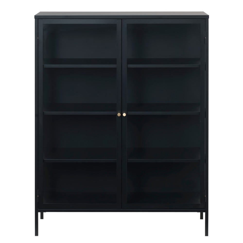 Fekete fém tálalószekrény 110x140 cm Carmel – Unique Furniture