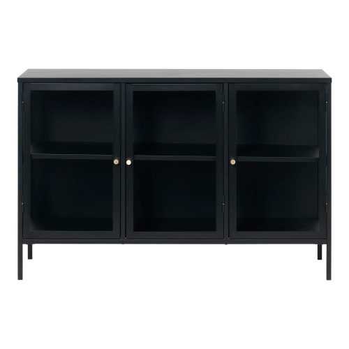 Fekete fém tálalószekrény 132x85 cm Carmel – Unique Furniture