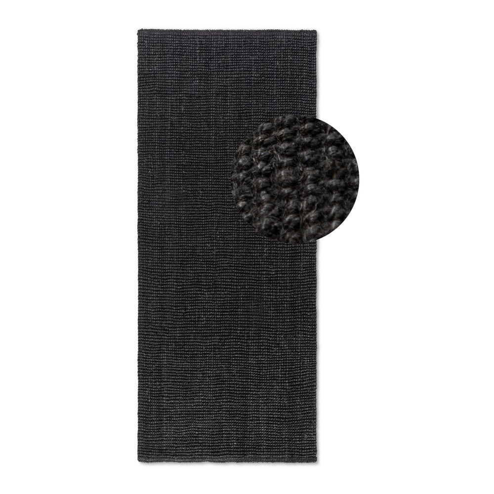 Fekete juta futószőnyeg 80x200 cm Bouclé – Hanse Home