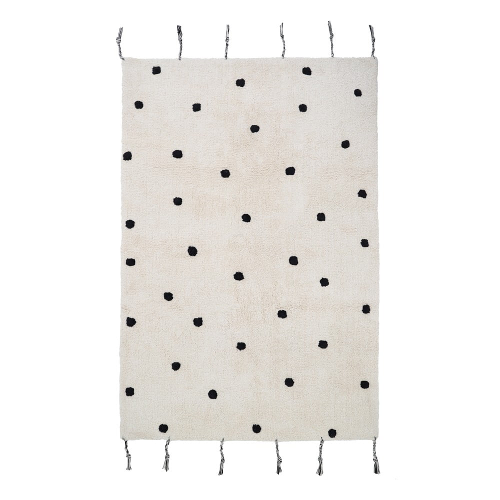 Fekete-krémszínű mosható kézi szövésű pamut szőnyeg 100x150 cm Nümi Black – Nattiot