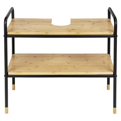 Fekete-natúr színű bambusz mosdó alatti szekrény 70x60 cm Loft – Wenko