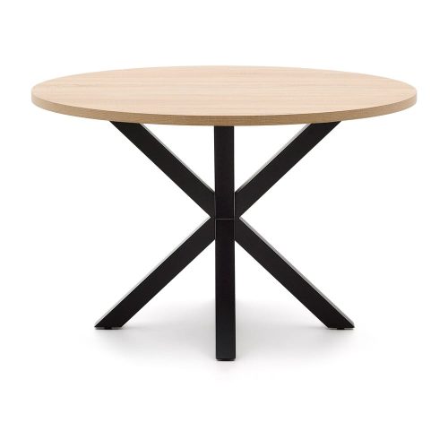 Fekete-natúr színű kerek étkezőasztal ø 120 cm Argo – Kave Home