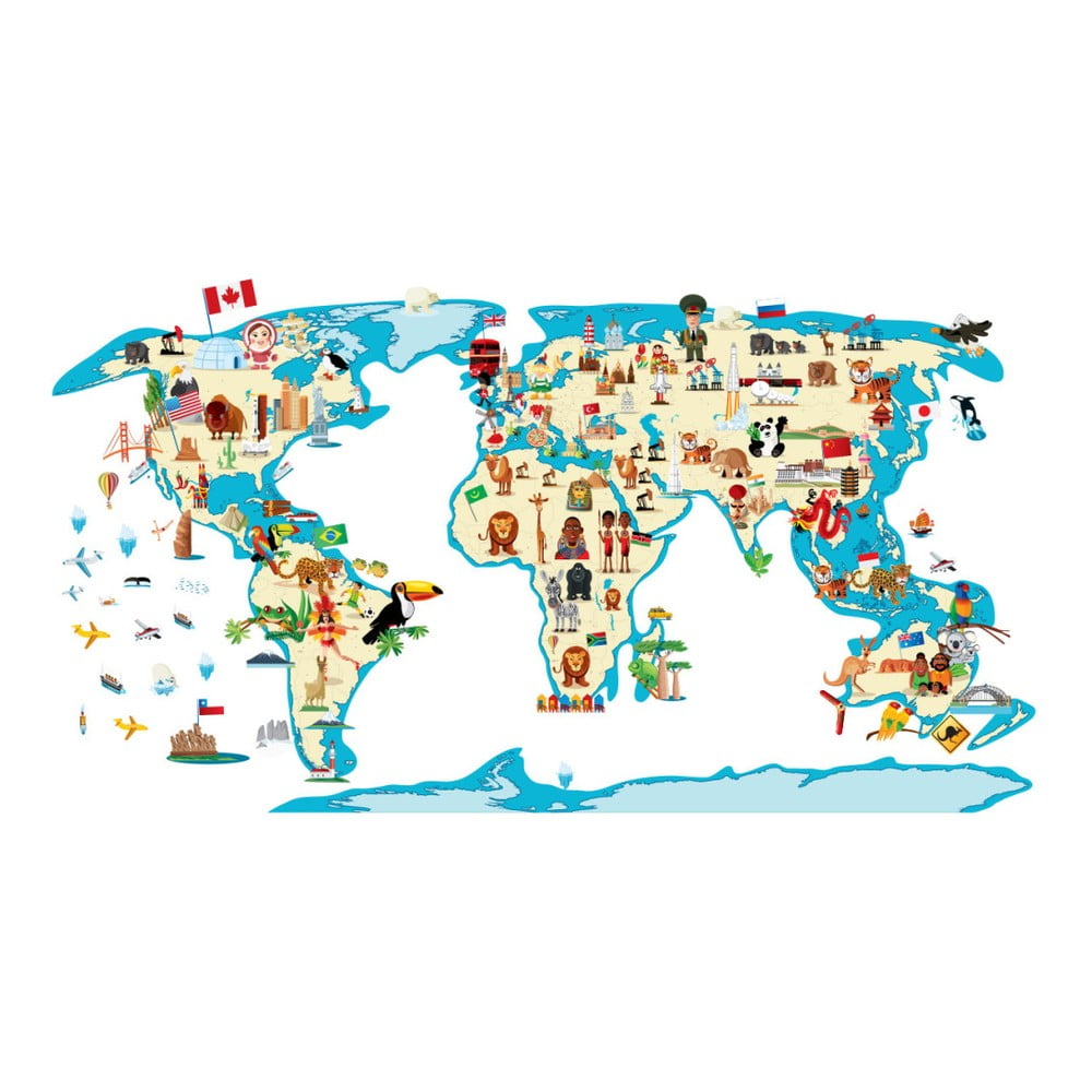 Gyerek térkép 110x60 cm World Map Ethnic Tour – Ambiance