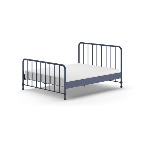 Kék fém franciaágy ágyráccsal 160x200 cm BRONXX – Vipack